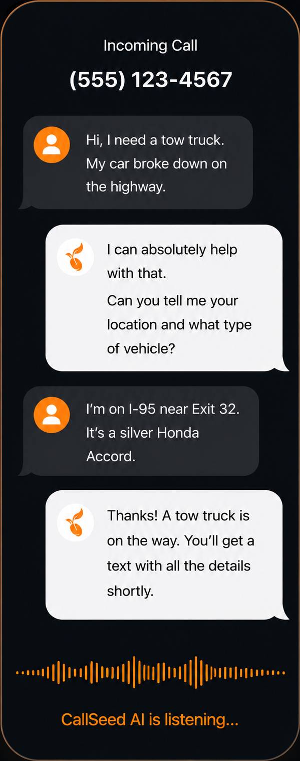 CallSeed text message summary